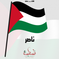 إسم ناصر مكتوب على صور علم فلسطين